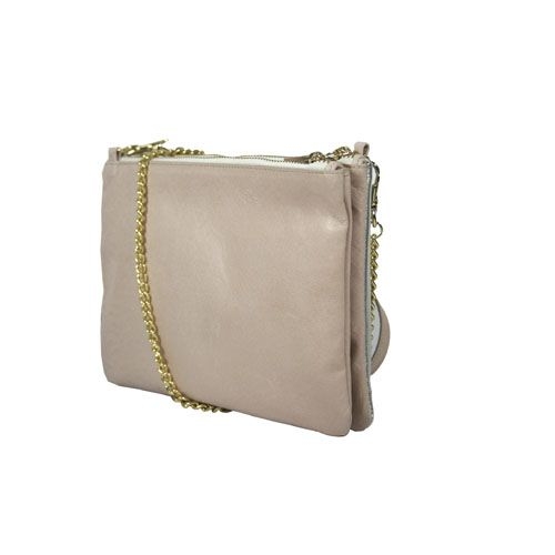Bolso plata y nude metalizado en piel de Stella Rittwagen 